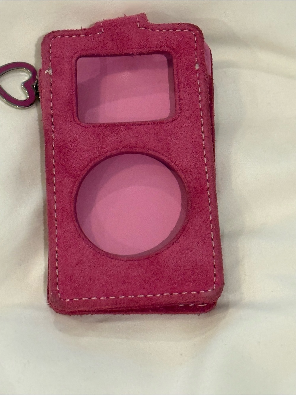 Y2k vintage Coach Pink Suede iPod Case with Heart ring